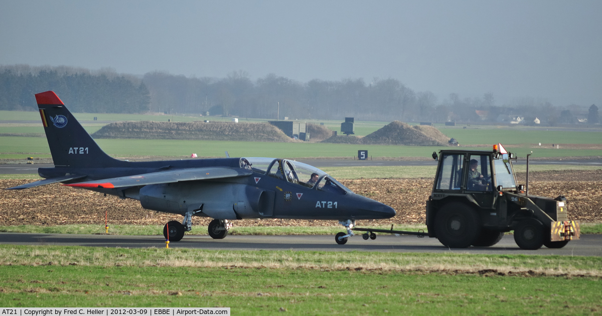 AT21, Dassault-Dornier Alpha Jet 1B C/N B21/1080, at EBBE beauvechain 03 09 2012, being towed towards the eastern aprt of base