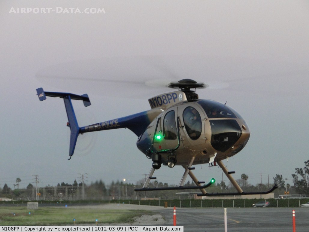 N108PP, 2008 MD Helicopters 369E C/N 0578E, Showing me the new LED running lights on the starboard side