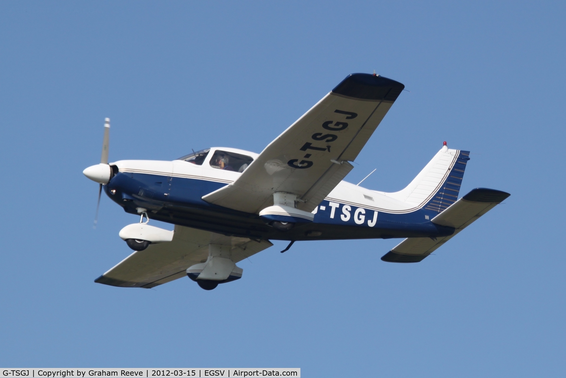 G-TSGJ, 1980 Piper PA-28-181 Cherokee Archer II C/N 28-8090109, Over head at Old Buckenham.