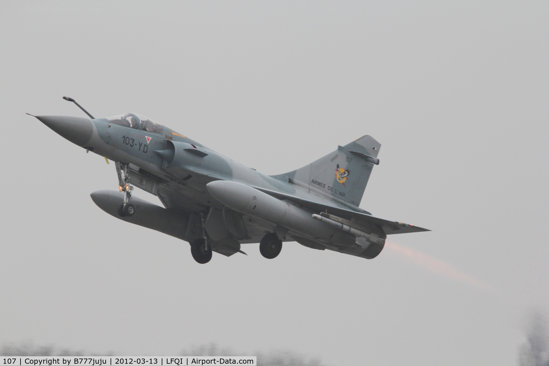 107, Dassault Mirage 2000C C/N 372, on take-off at Cambrai with new code