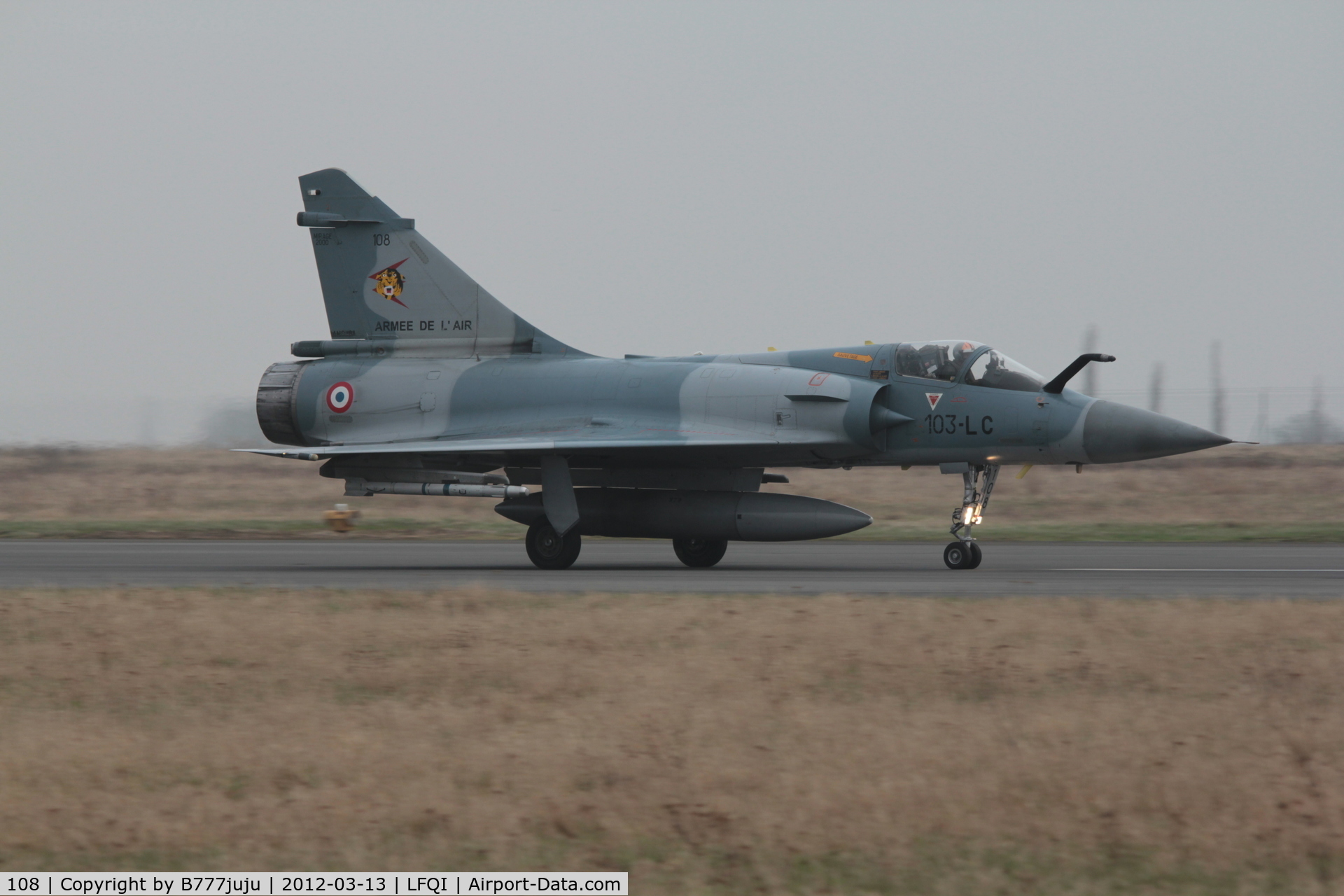 108, Dassault Mirage 2000C C/N 373, on landing at Cambrai