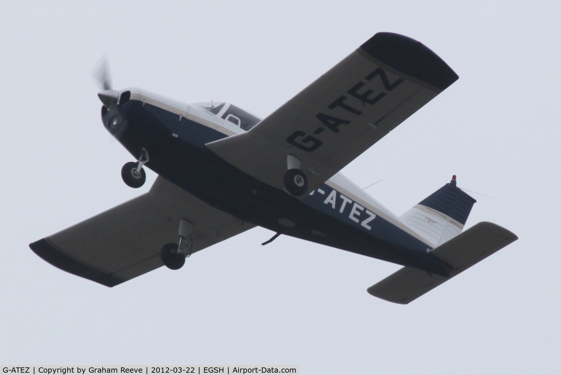 G-ATEZ, 1965 Piper PA-28-140 Cherokee C/N 28-21044, Just taken off.