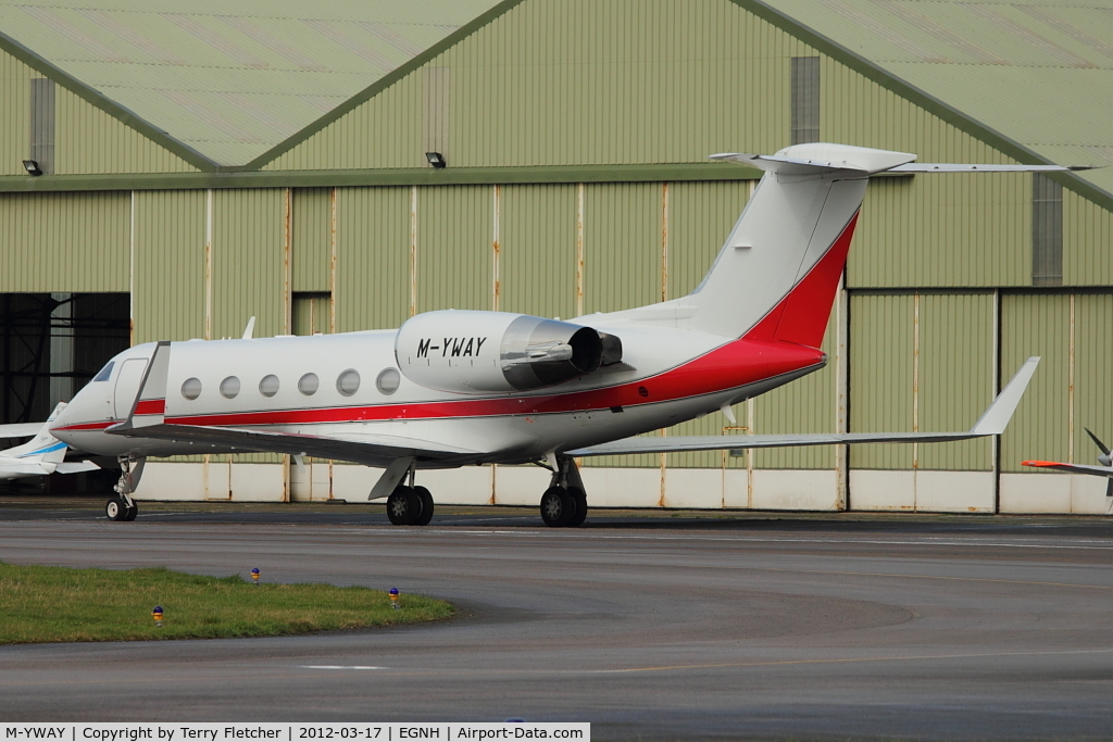 M-YWAY, 2002 Gulfstream Aerospace G-IV C/N 1486, 2002 Gulfstream Aerospace G-IV, c/n: 1486 at Blackpool