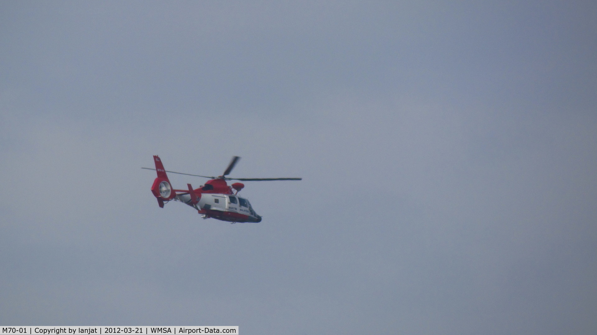 M70-01, Eurocopter AS-365N-3 Dauphin 2 C/N 6723, Flying cross runway 15 wmsa