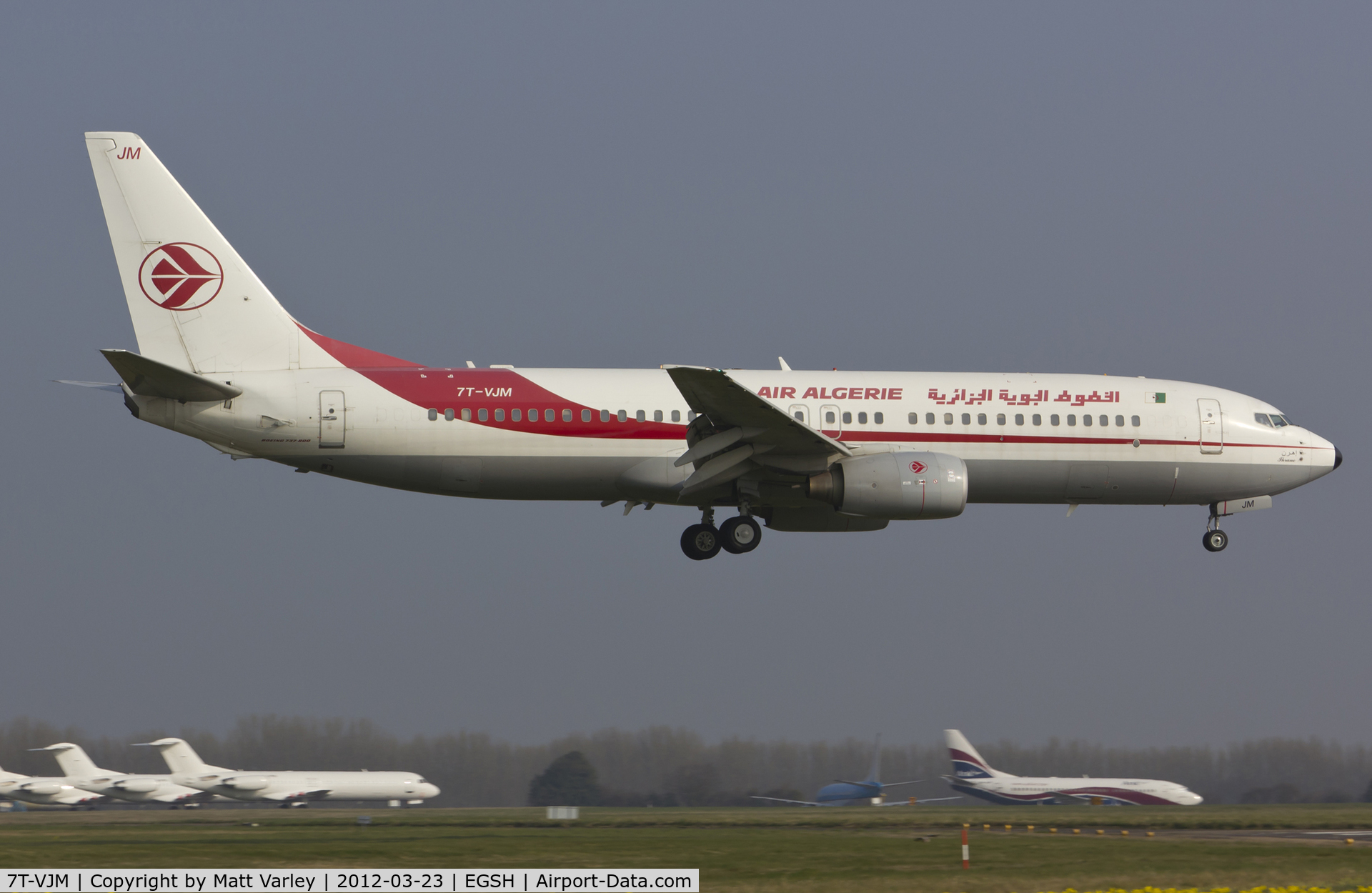 7T-VJM, 2000 Boeing 737-8D6 C/N 30205, Arriving at EGSH for spray by Air Livery.