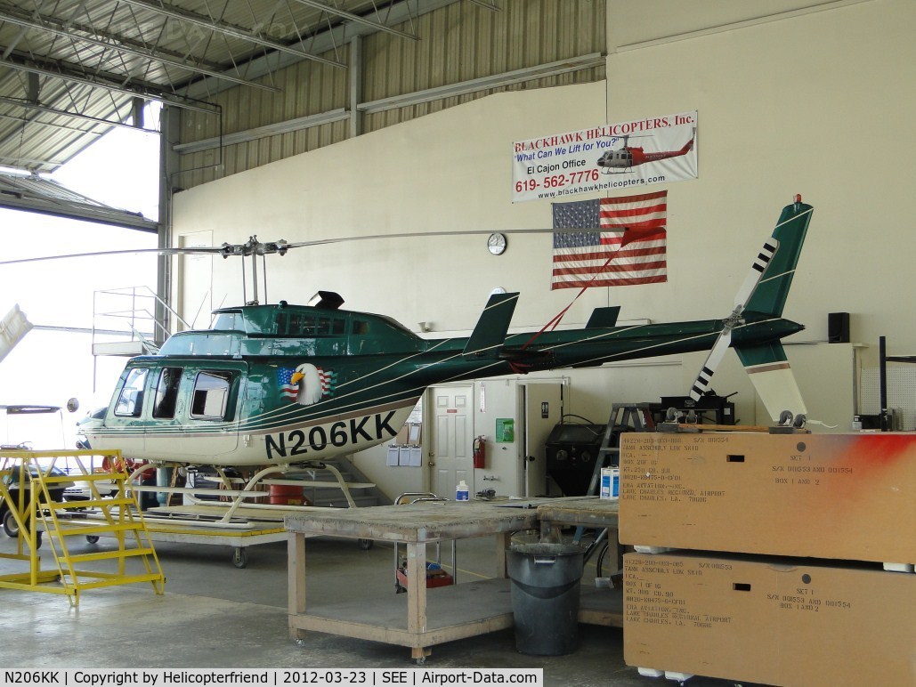 N206KK, Bell 206L-1 LongRanger II C/N 45486, In the hanger waiting her turn to work