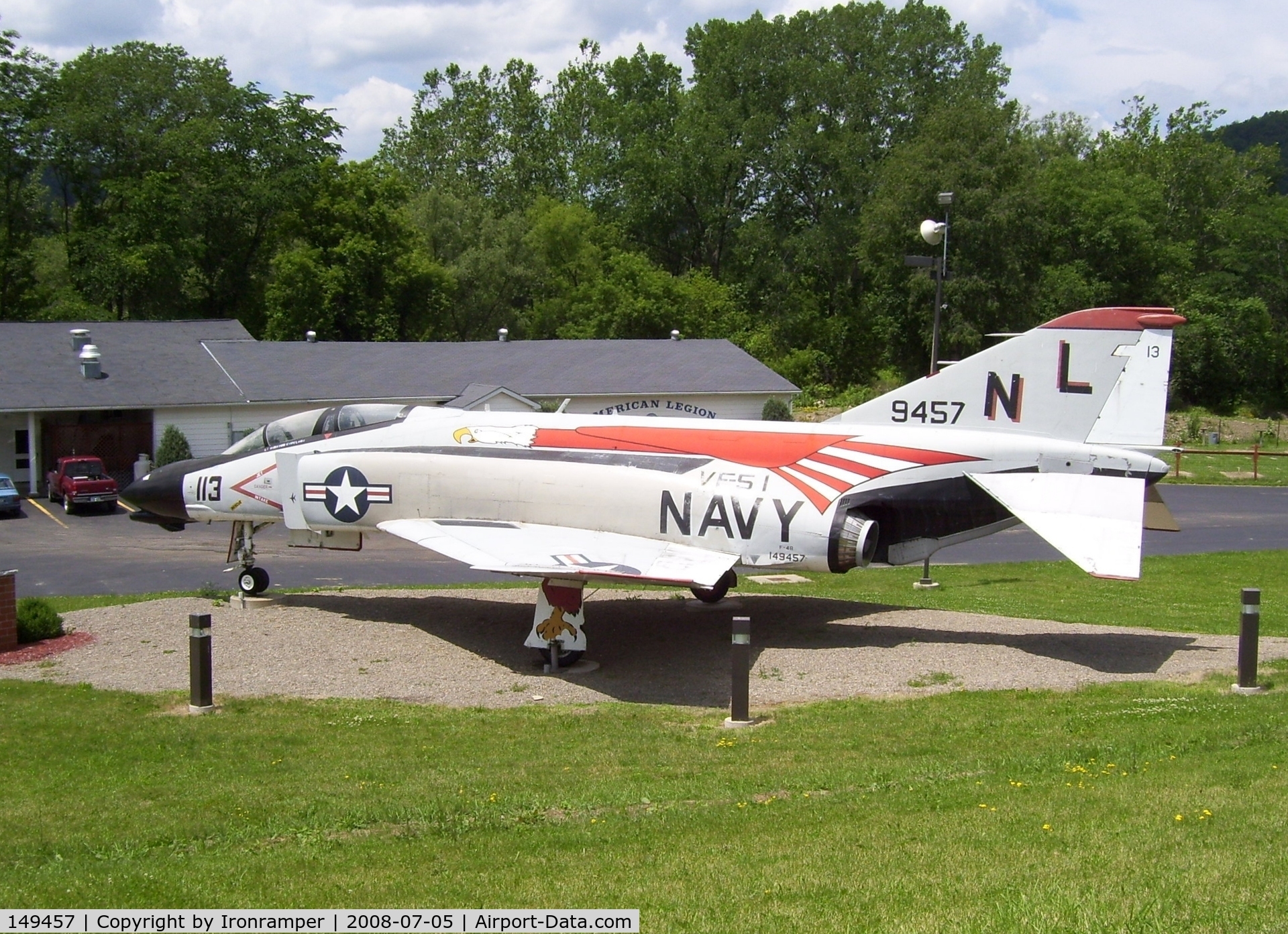 149457, McDonnell F-4B Phantom II C/N 174, American Legion Post 1434, Hindsdale NY, On June 11th 1972, Lt's Winston Copeland and Don Bouchoux of VF-51 (USS Coral Sea CVA-43) were credited with downing 1 NVAF Mig-17