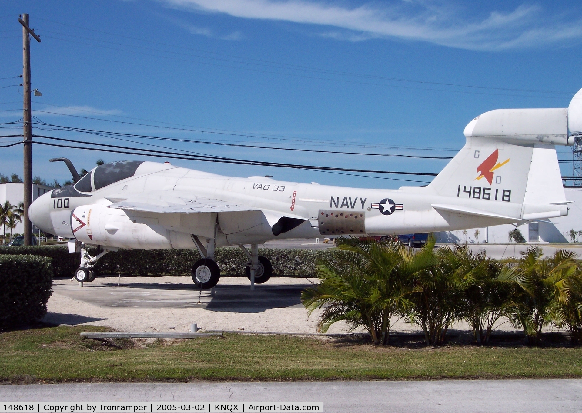 148618, Grumman EA-6A Intruder C/N I-3, This Intruder served as a prototype for the EA-6 program. It now serves as a gate guard in the markings of VAQ-33.