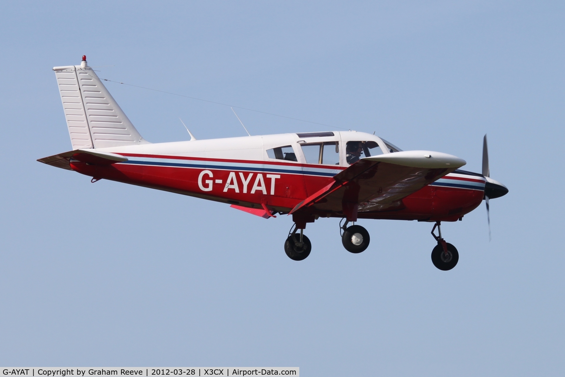 G-AYAT, 1970 Piper PA-28-180 Cherokee C/N 28-5801, About to land.