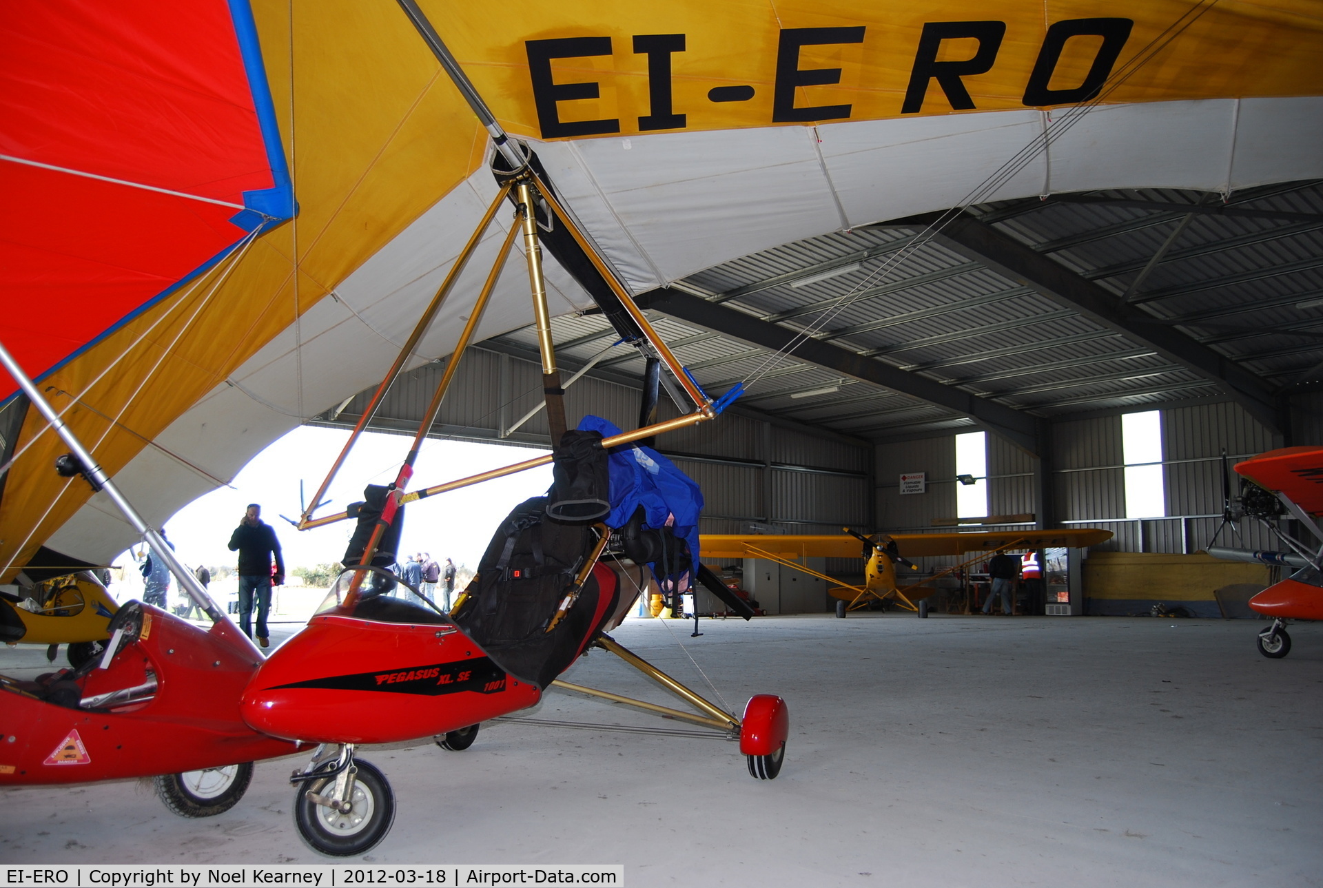 EI-ERO, 1986 Solar Wings Pegasus XL-R C/N SW-WA-1124, Pictured in the hanger at Limetree Airfield during 2012 Fly-in.