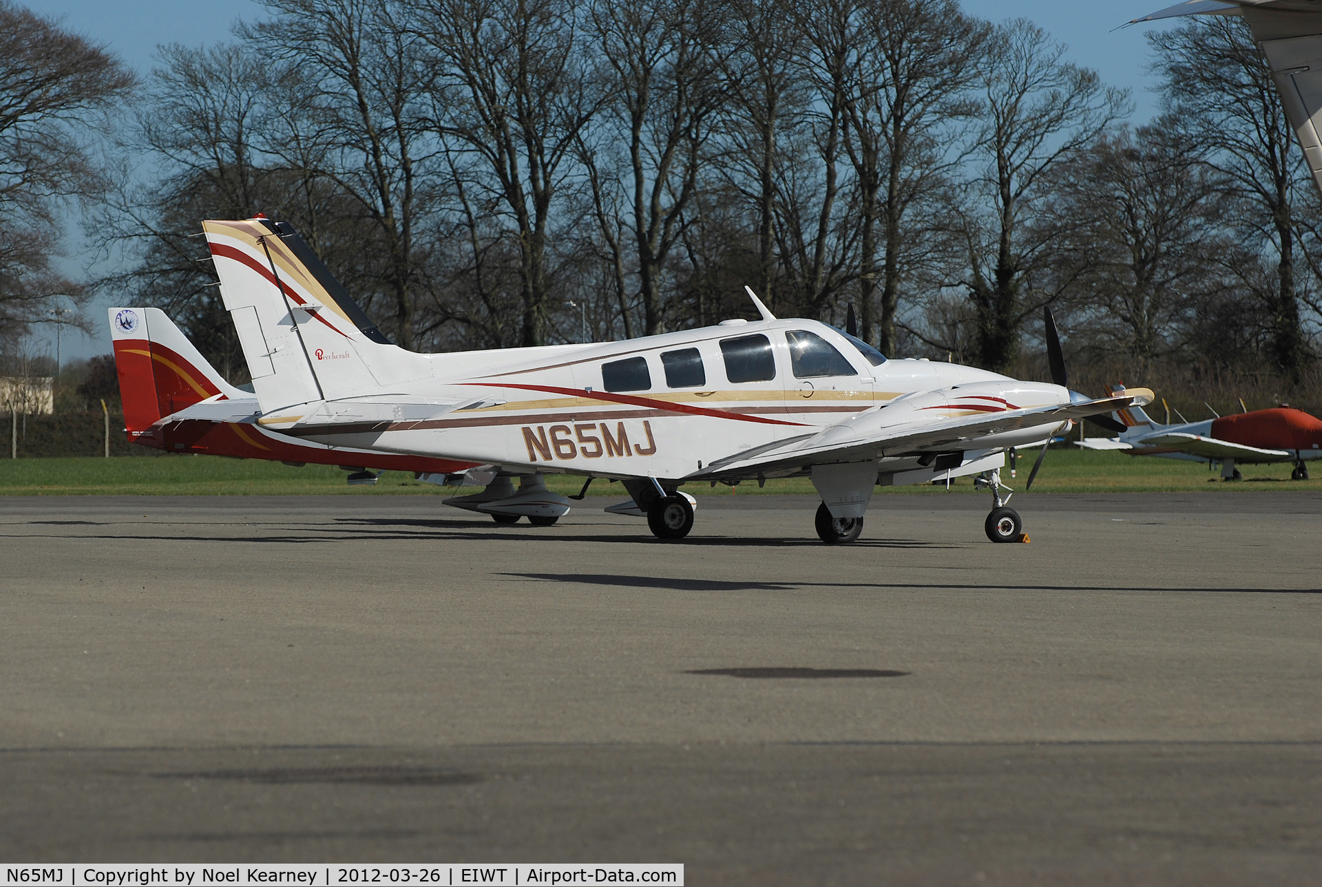 N65MJ, 1985 Beech 58P Baron C/N TJ-487, Seen parked on the apron at Weston.