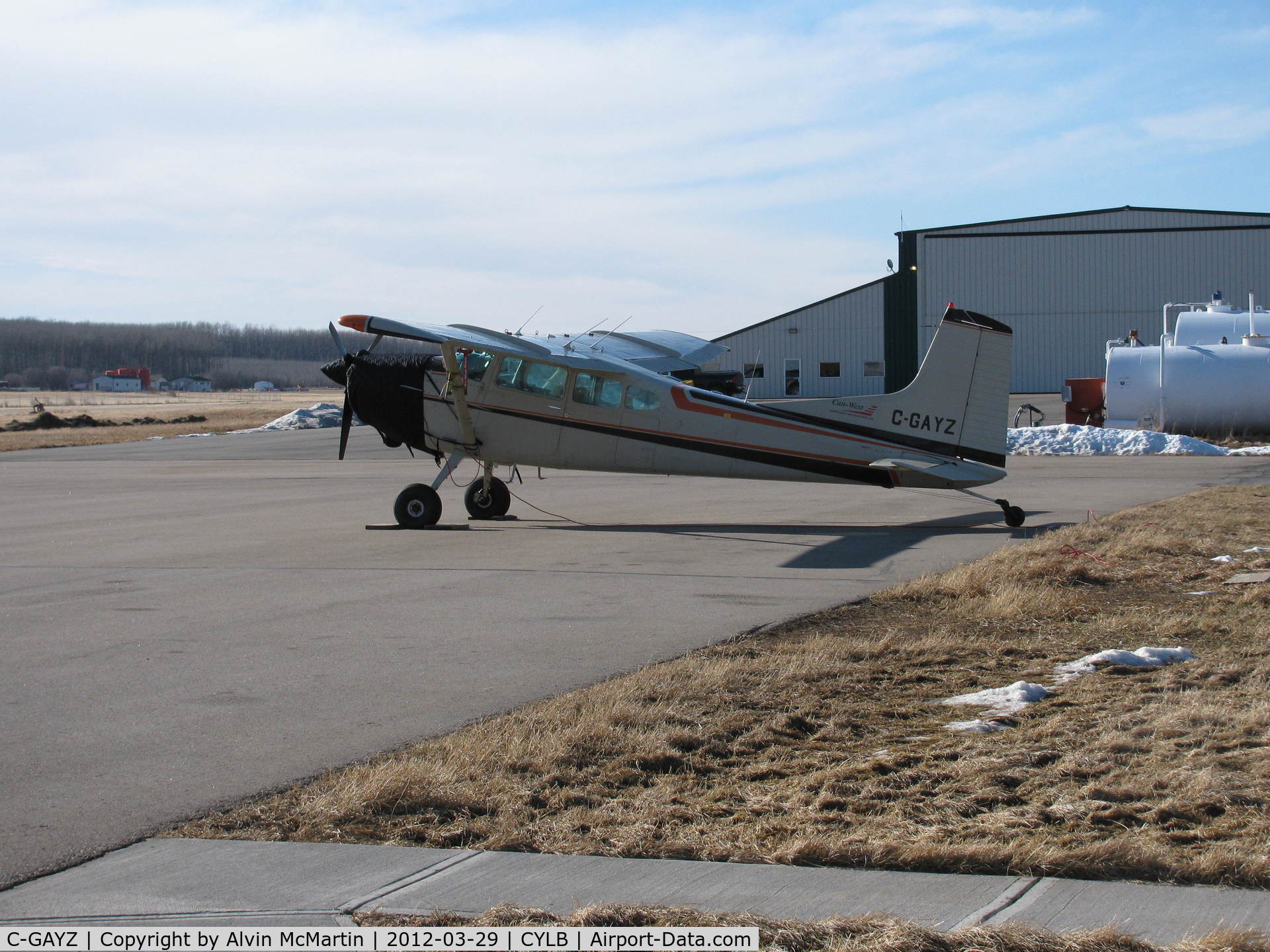 C-GAYZ, 1980 Cessna A185F Skywagon 185 C/N 18504040, At Lac La Biche airport. March 29, 2012