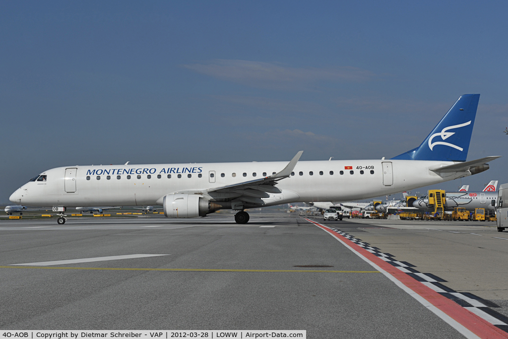 4O-AOB, 2009 Embraer 195LR (ERJ-190-200LR) C/N 19000283, Montenegro Airlines Embraer 190