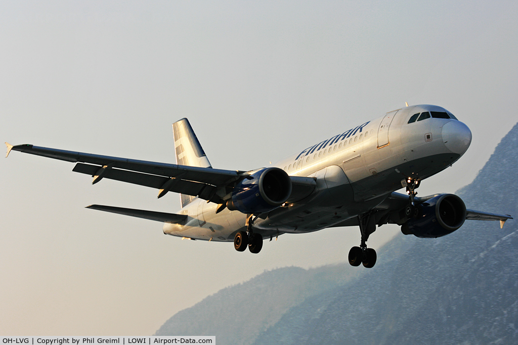 OH-LVG, 2003 Airbus A319-112 C/N 1916, Taken at INN, in beautiful evening sun-colours :)
