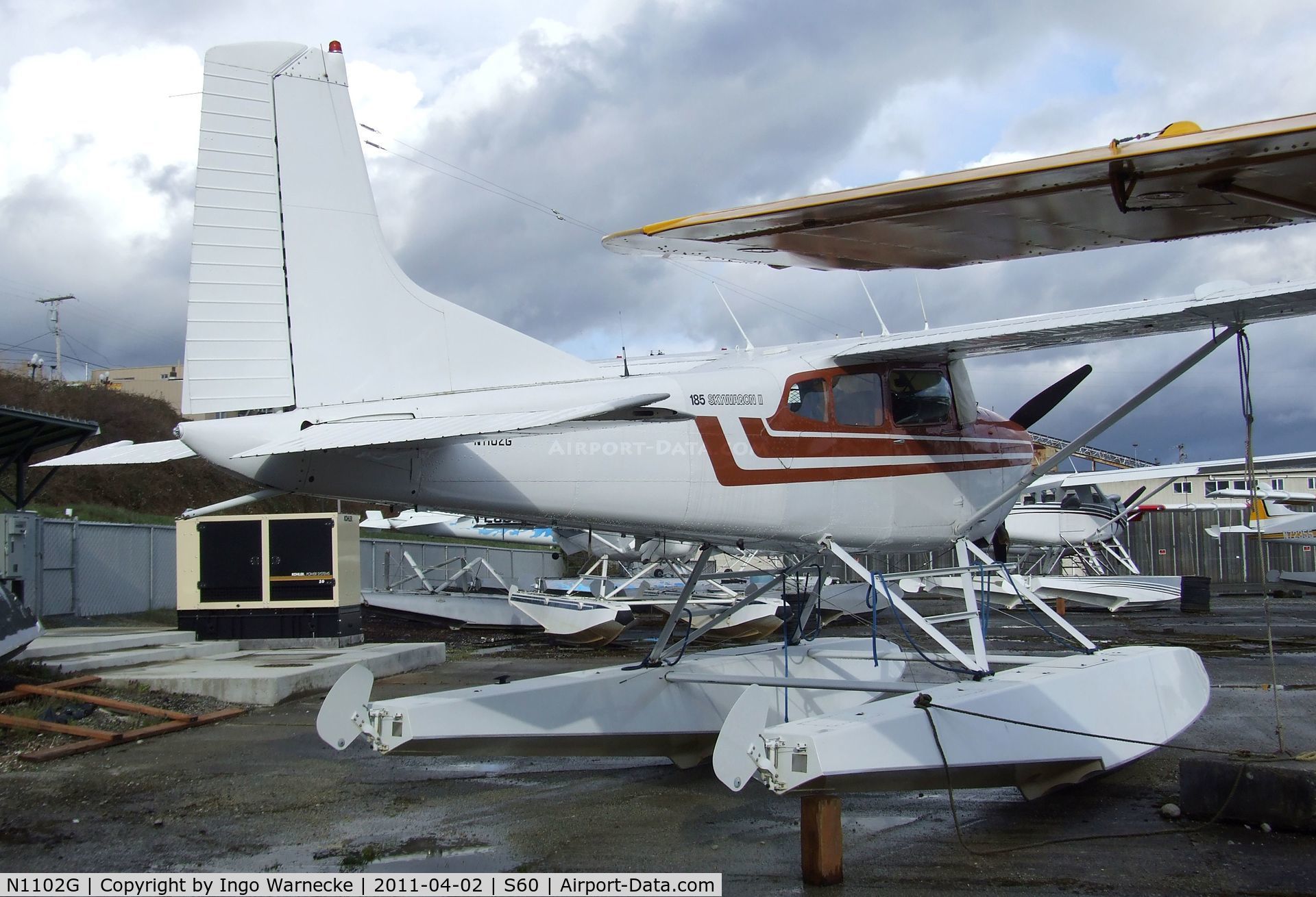 N1102G, 1977 Cessna A185F Skywagon 185 C/N 18503521, Cessna A185F Skywagon on floats at Kenmore Air Harbor, Kenmore WA