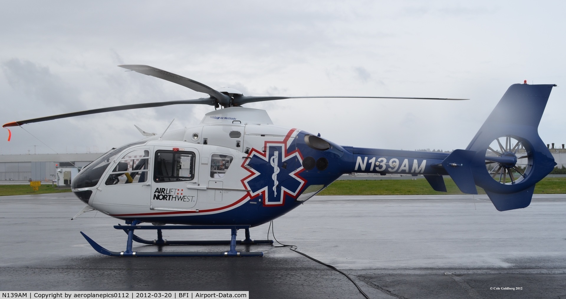 N139AM, 2008 Eurocopter EC-135T-2+ C/N 0655, N139AM seen at KBFI, in the rain.