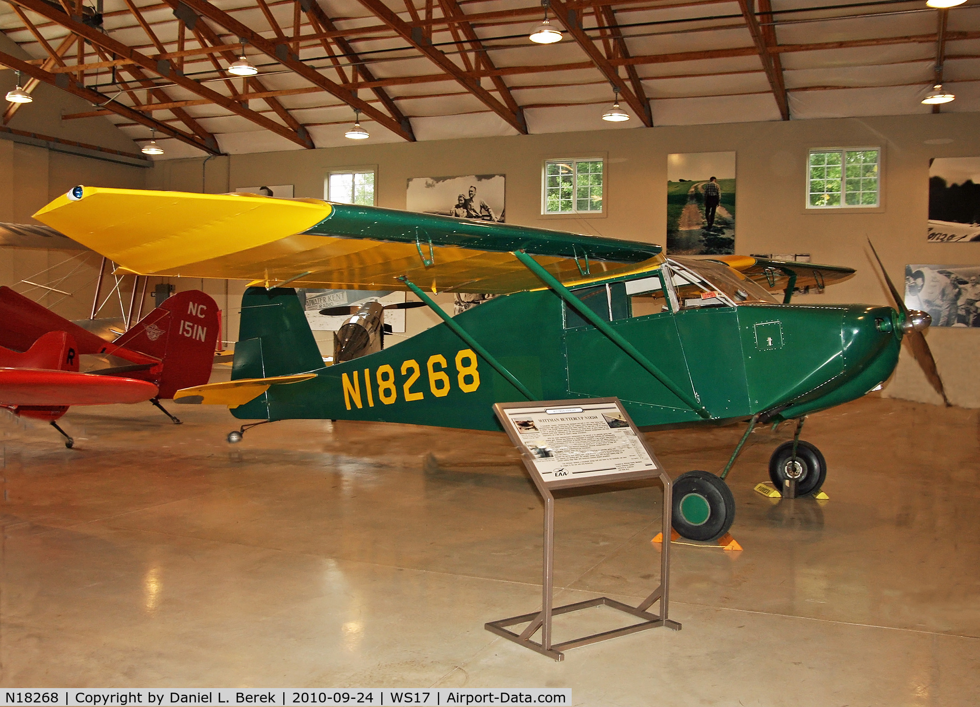 N18268, 1937 Wittman Buttercup C/N 5, This advanced-design experimental cabin monoplane is on display at Pioneer Airport.