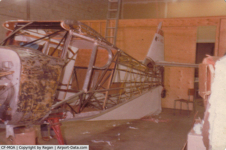 CF-MOA, 1947 Stinson 108-2 Voyager C/N 108-2281, New fabric on Fuselage Spring 1980.