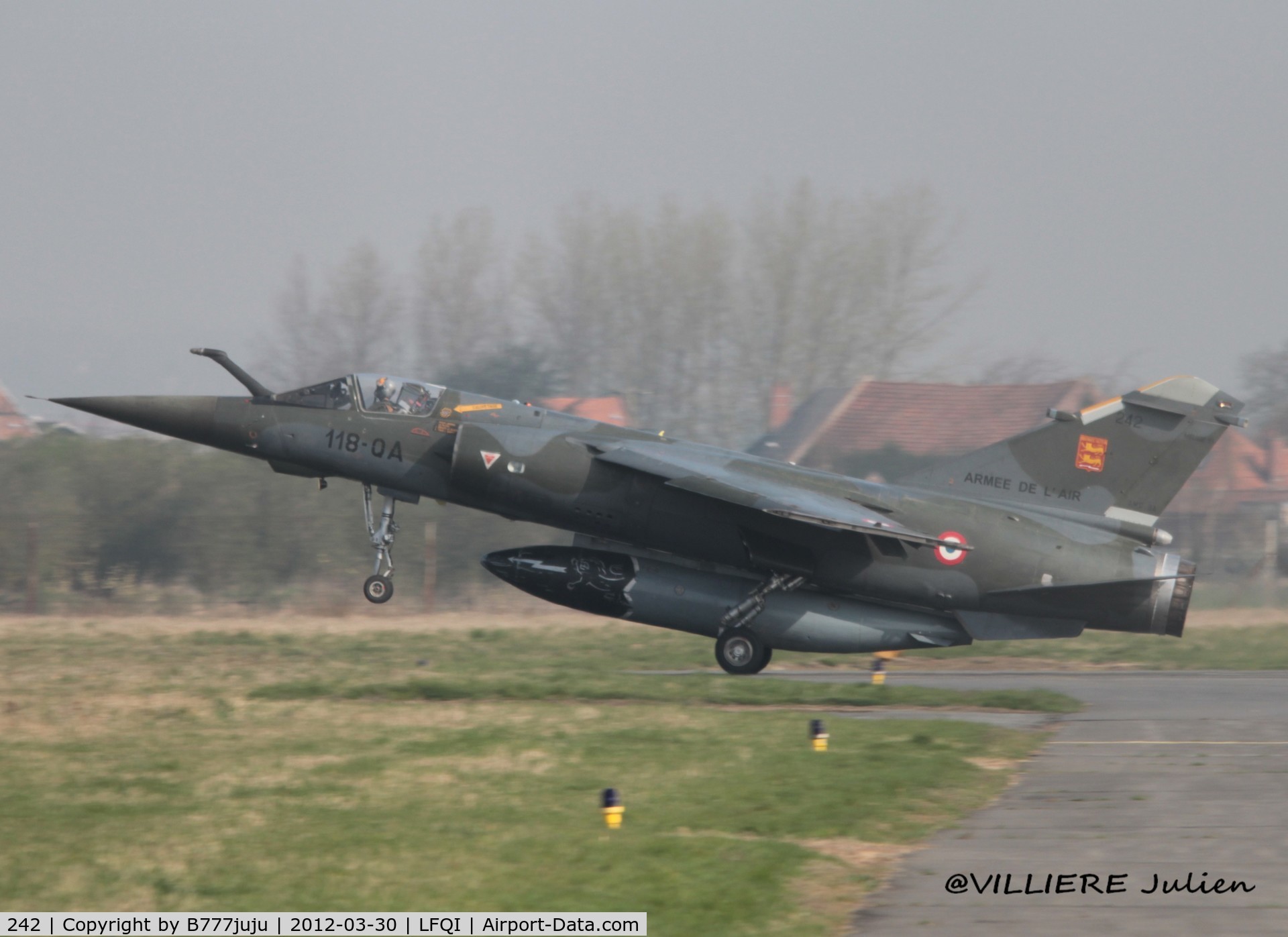 242, Dassault Mirage F.1CT C/N 242, on transit at Cambrai for dissolution off 1/12 Cambrésis