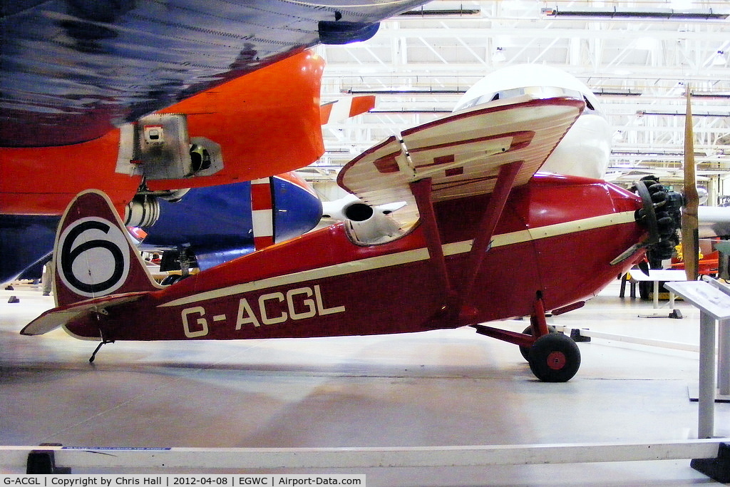 G-ACGL, 1933 Comper CLA-7 Swift C/N S33/6, displayed at the RAF Museum, Cosford