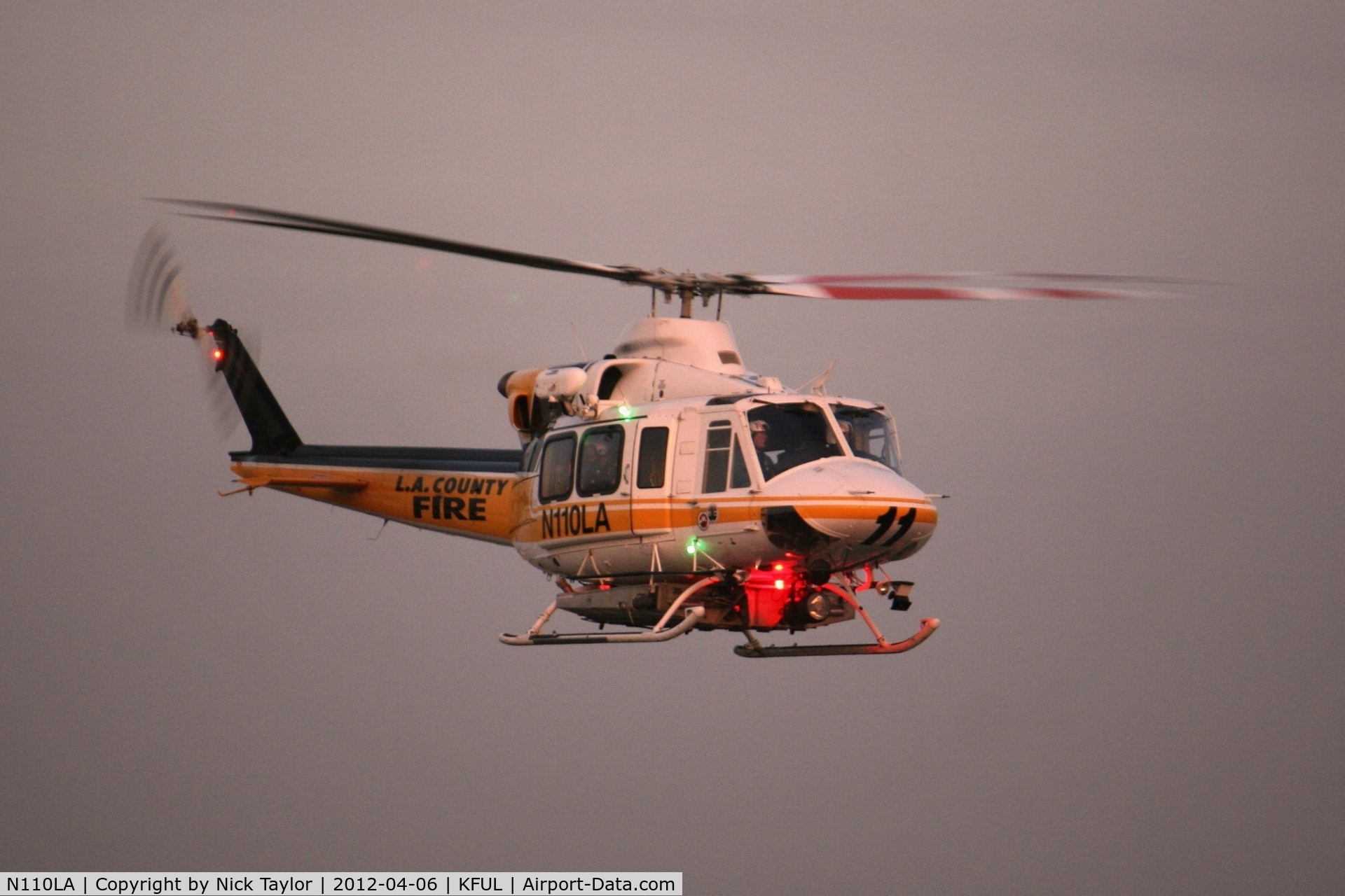 N110LA, 2005 Bell 412EP C/N 36392, Departing FUL