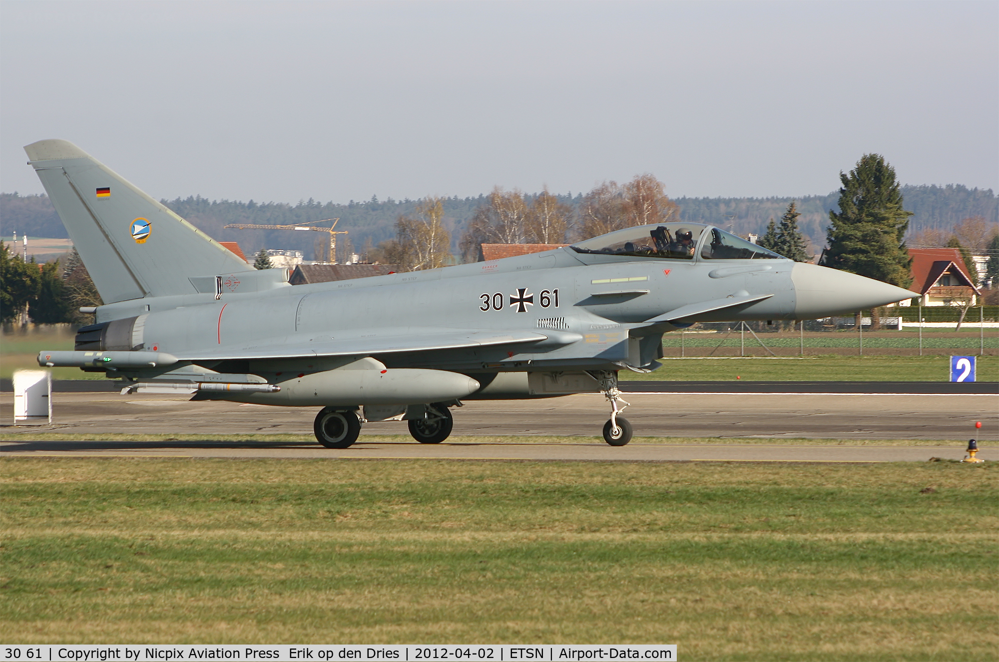30 61, Eurofighter EF-2000 Typhoon S C/N GS044, QRA-bird 3061 is armed with live IRIS-T missiles.