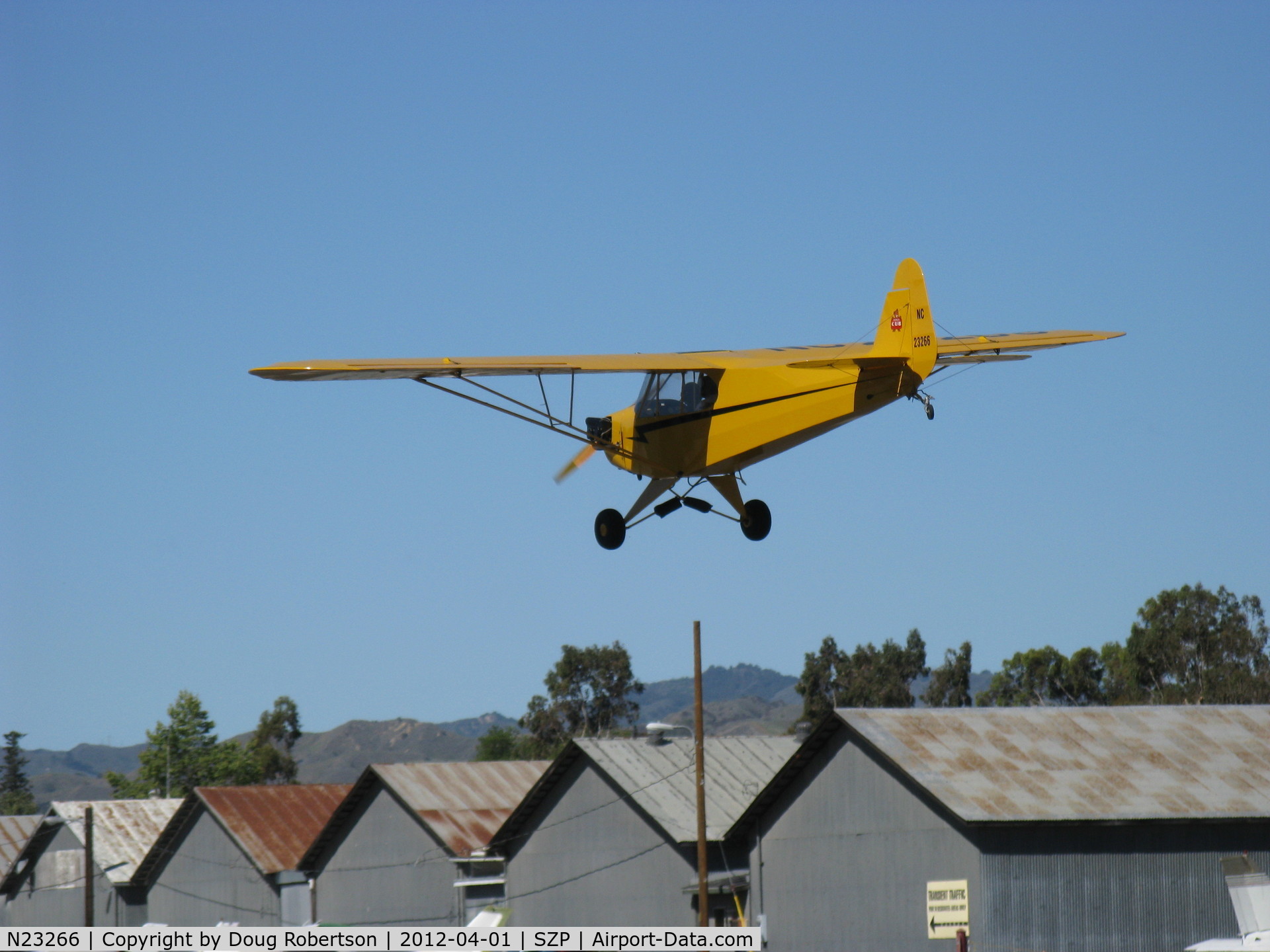 N23266, 1939 Piper J3C-65 Cub Cub C/N 3113, 1939 Piper J3C-65 CUB, Continental A&C65 65 Hp, on final Rwy 22