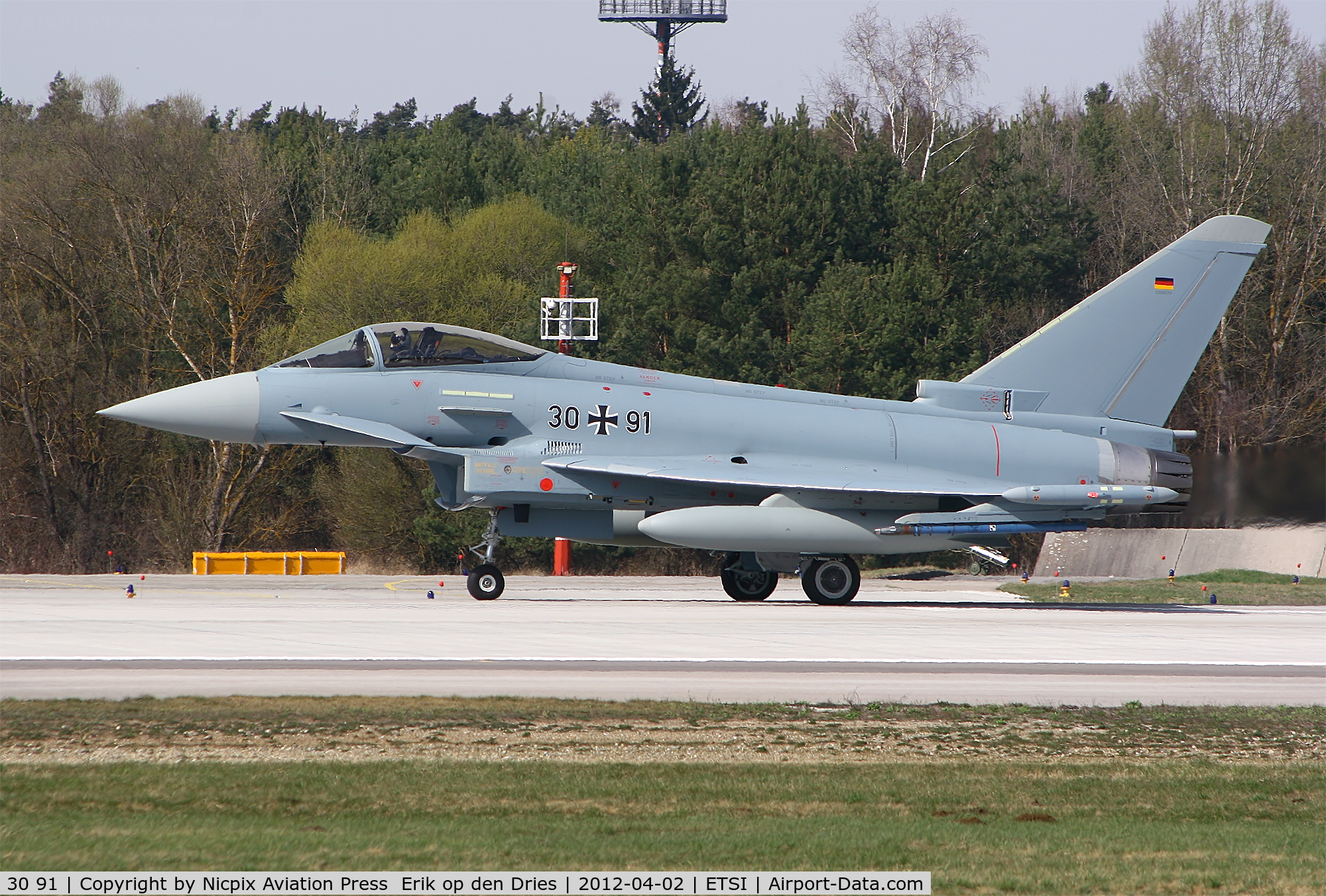 30 91, Eurofighter EF-2000 Typhoon S C/N GS070, 3091 is abrand new Eurofighter and is seen here on the runway for a test flight