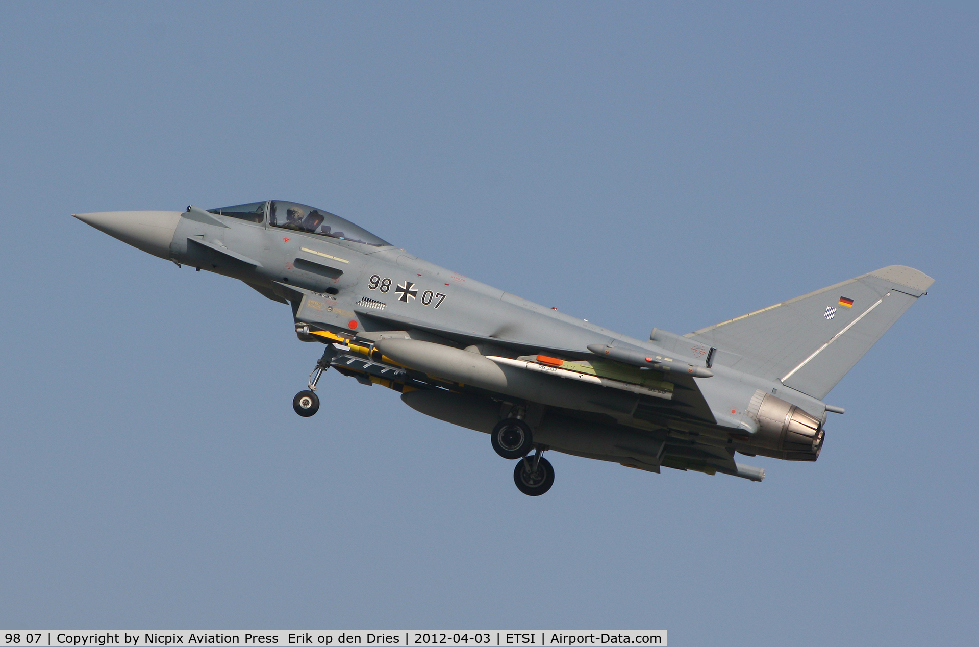 98 07, Eurofighter EF-2000 Typhoon S C/N 151/GS029/PA7, 9807 during an overshoot at Manching AB, Bavaria, Germany.