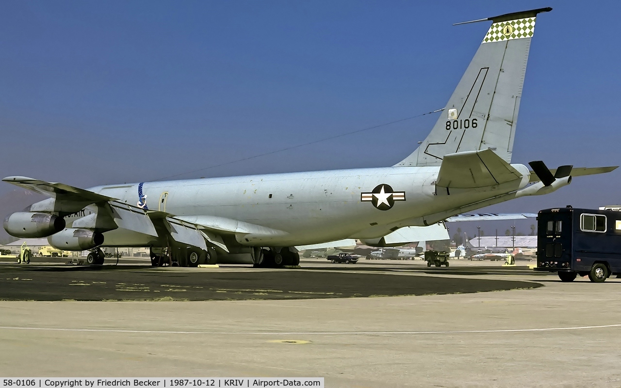 58-0106, 1985 Boeing KC-135A-BN Stratotanker C/N 17851, flightline at March Field