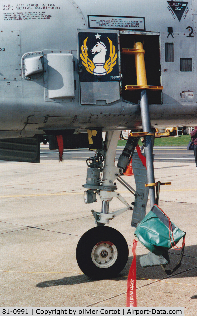 81-0991, 1981 Fairchild Republic A-10C Thunderbolt II C/N A10-0686, ladder door insignaclose-up
