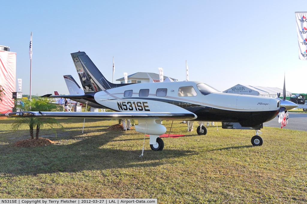 N531SE, Piper PA-46-350P Malibu Mirage C/N 46-36531, Static exhibit at 2012 Sun N Fun
