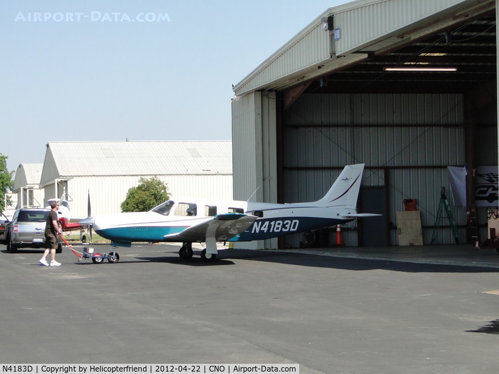 N4183D, 2001 Piper PA-32R-301T Turbo Saratoga C/N 3257203, Being moved back into the hanger