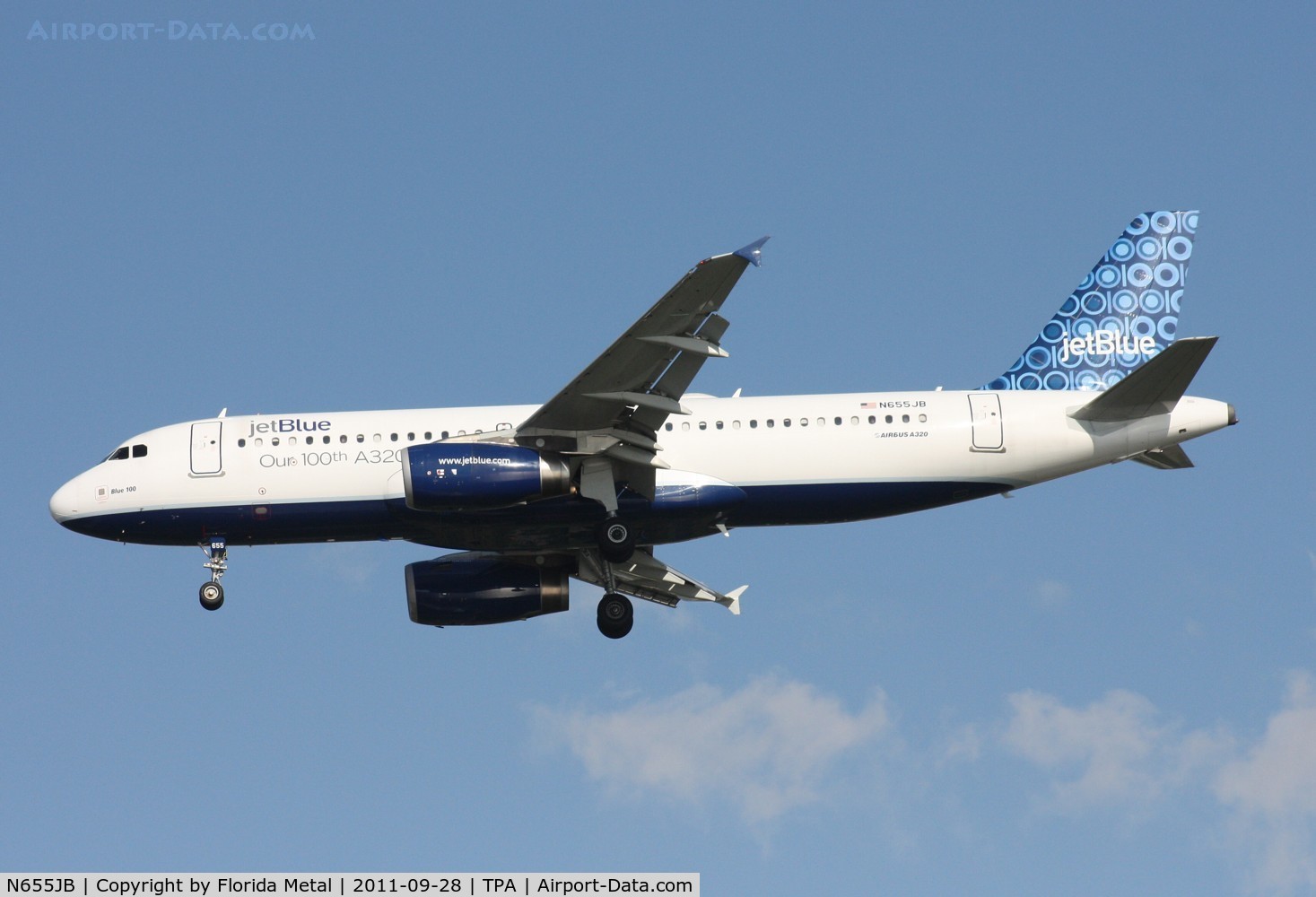 N655JB, 2007 Airbus A320-232 C/N 3072, Jet Blue's 100th A320