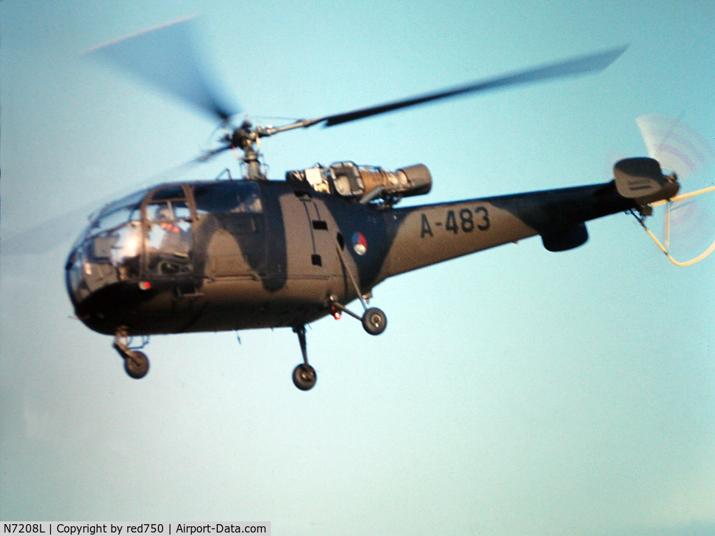 N7208L, Aerospatiale SE-3160 Alouette III C/N 1483, Photograph by Edwin van Opstal with permission. Scanned from a color slide.
Previously Netherlands Air Force A-483