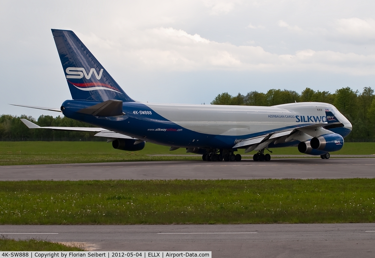 4K-SW888, 1999 Boeing 747-4R7F/SCD C/N 29730, Holding short Rwy 24