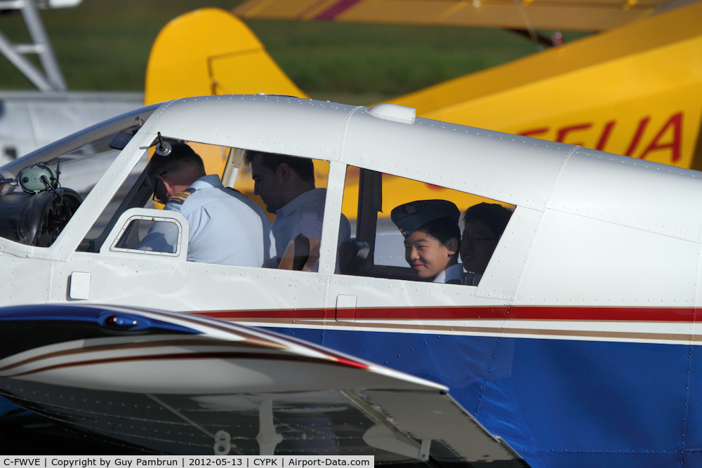 C-FWVE, 1964 Piper PA-28-180 C/N 28-1691, Air Cadets ready for their first flight.  You couldn't have wiped the smiles off their faces.  It brought back memories of when I was a Cadet and went through the same thing in a DC3.