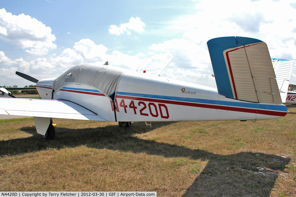 N4420D, 1956 Beech G35 Bonanza C/N D-4592, At Gilbert Airport ,Winter Haven , Florida