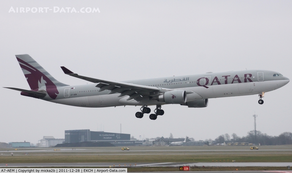 A7-AEM, 2007 Airbus A330-302 C/N 893, Landing in 22R from Doha