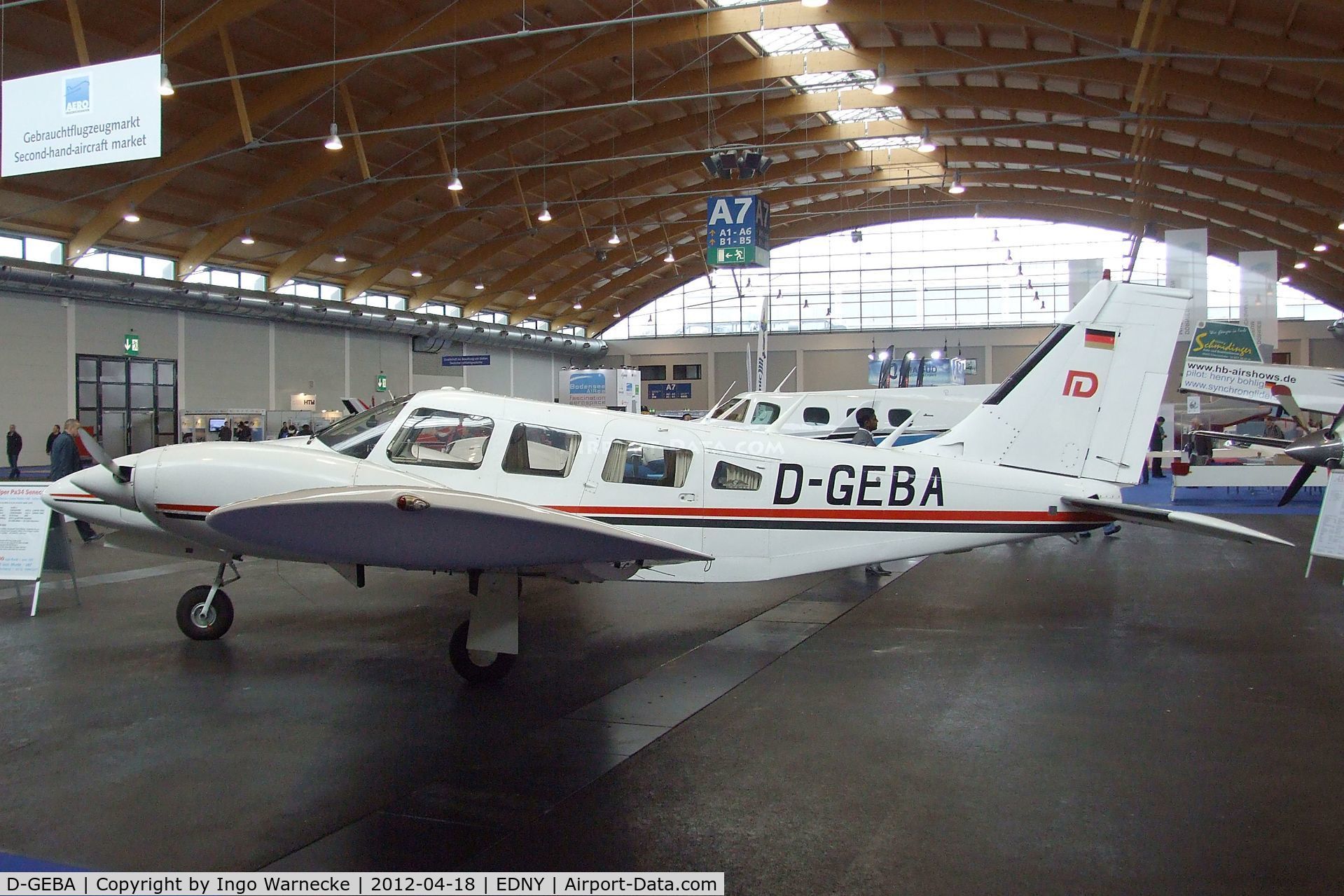 D-GEBA, 1976 Piper PA-34-200T II C/N 347670179, Piper PA-34-200T Seneca II at the AERO 2012, Friedrichshafen