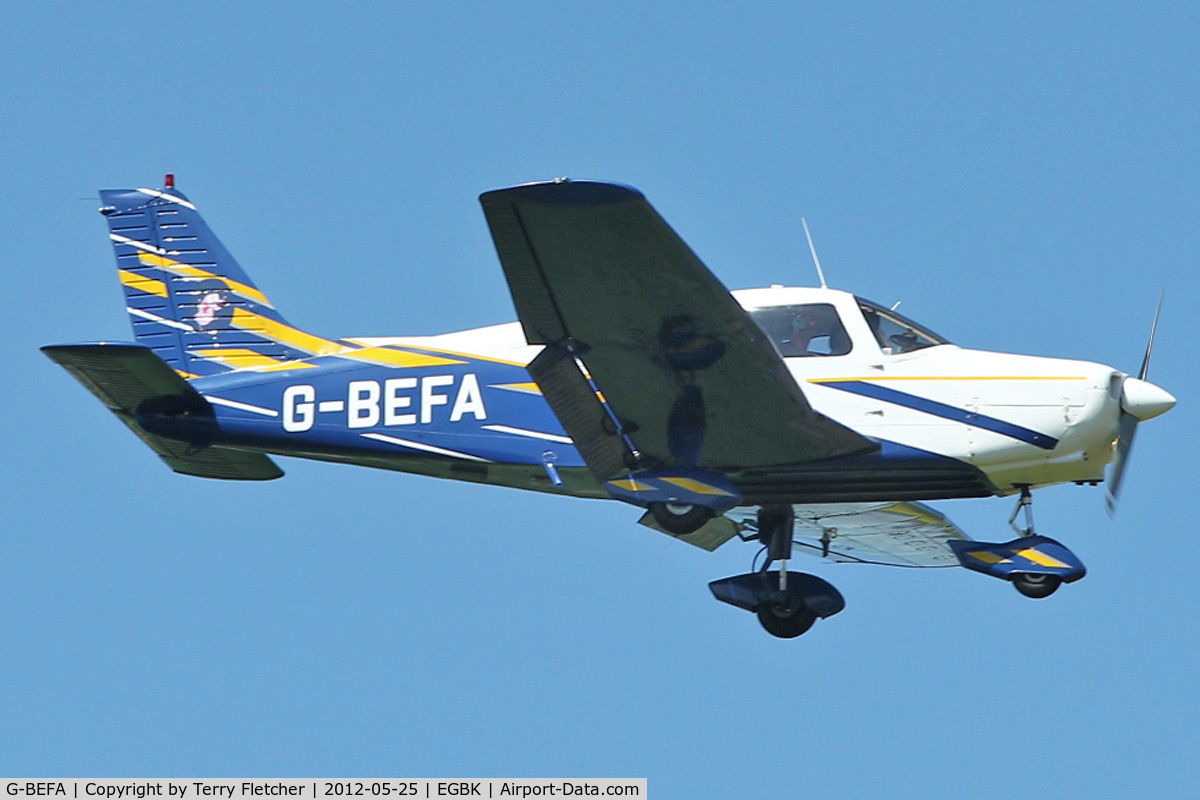 G-BEFA, 1976 Piper PA-28-151 Cherokee Warrior C/N 28-7615416, A visitor to Sywell , on Day 1 of 2012 AeroExpo