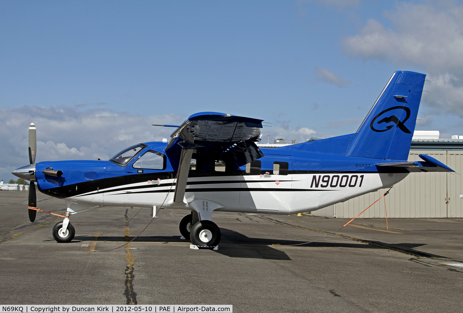 N69KQ, 2012 Quest Kodiak 100 C/N 100-0069, Fresh out of paint N69KQ wears ferry registration N90001 to fly back to Idaho.