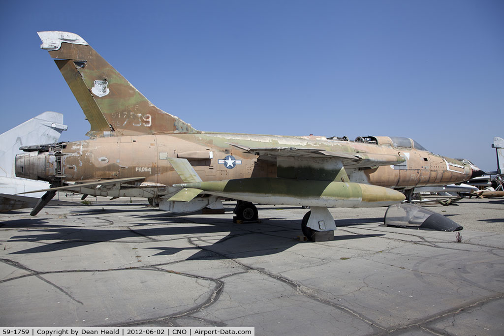 59-1759, 1959 Republic F-105D Thunderchief C/N D71, In storage behind the Yanks Air Museum at Chino Airport.