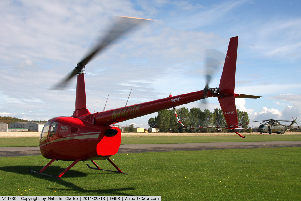 N4478K, 2011 Robinson R66 Turbine C/N 0031, Robinson R66 Turbine at Breighton Airfield, September 2011.