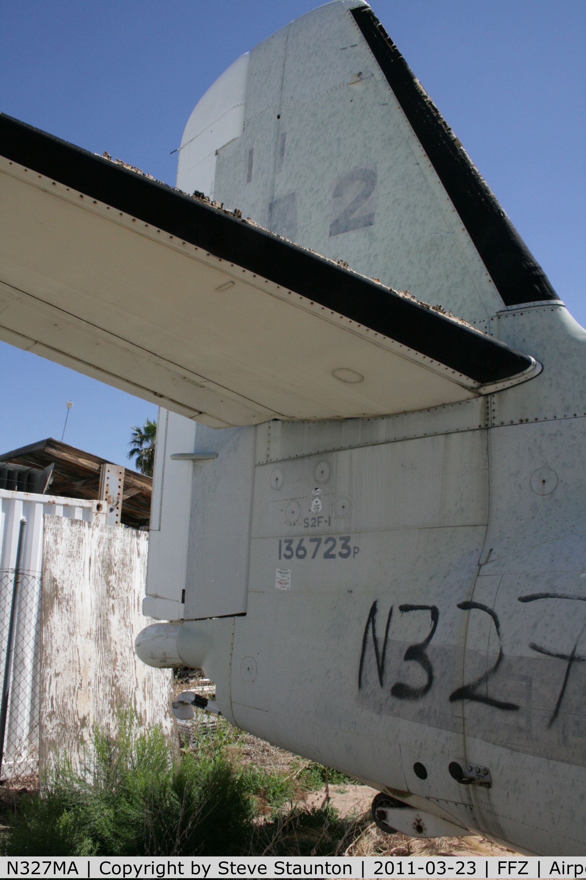 N327MA, Grumman S2F-1 Tracker C/N 632, Taken at Falcon Field Airport, in March 2011 whilst on an Aeroprint Aviation tour