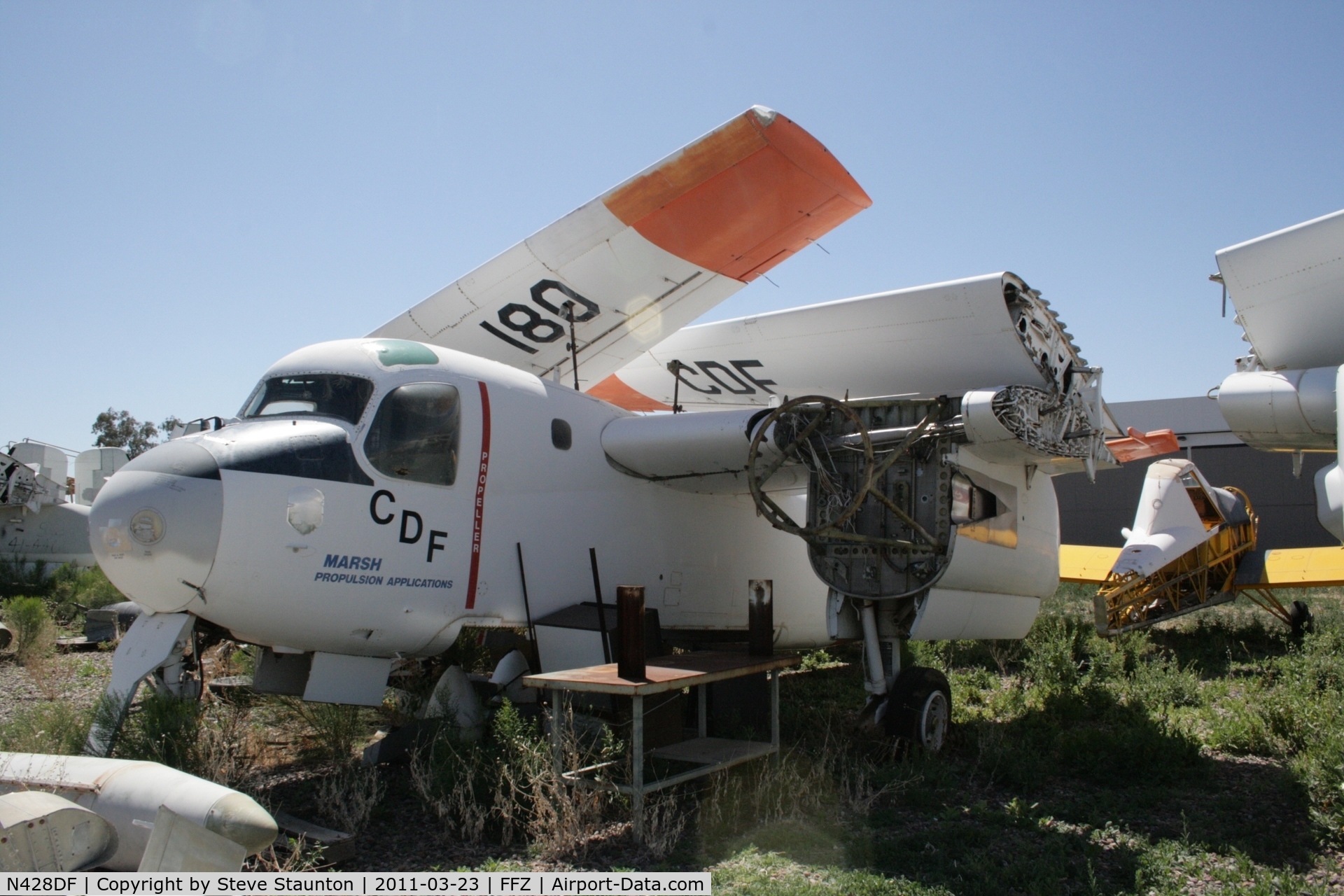 N428DF, Grumman TS-2A Tracker C/N 136726, Taken at Falcon Field Airport, in March 2011 whilst on an Aeroprint Aviation tour