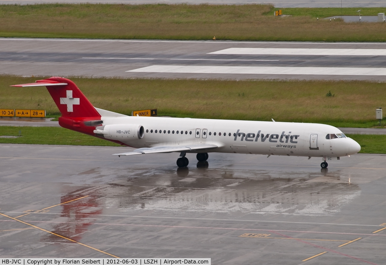 HB-JVC, 1994 Fokker 100 (F-28-0100) C/N 11501, taxi to the active