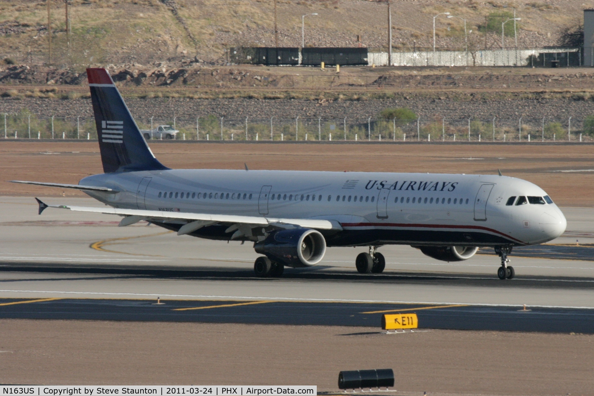N163US, 2001 Airbus A321-211 C/N 1417, Taken at Phoenix Sky Harbor Airport, in March 2011 whilst on an Aeroprint Aviation tour