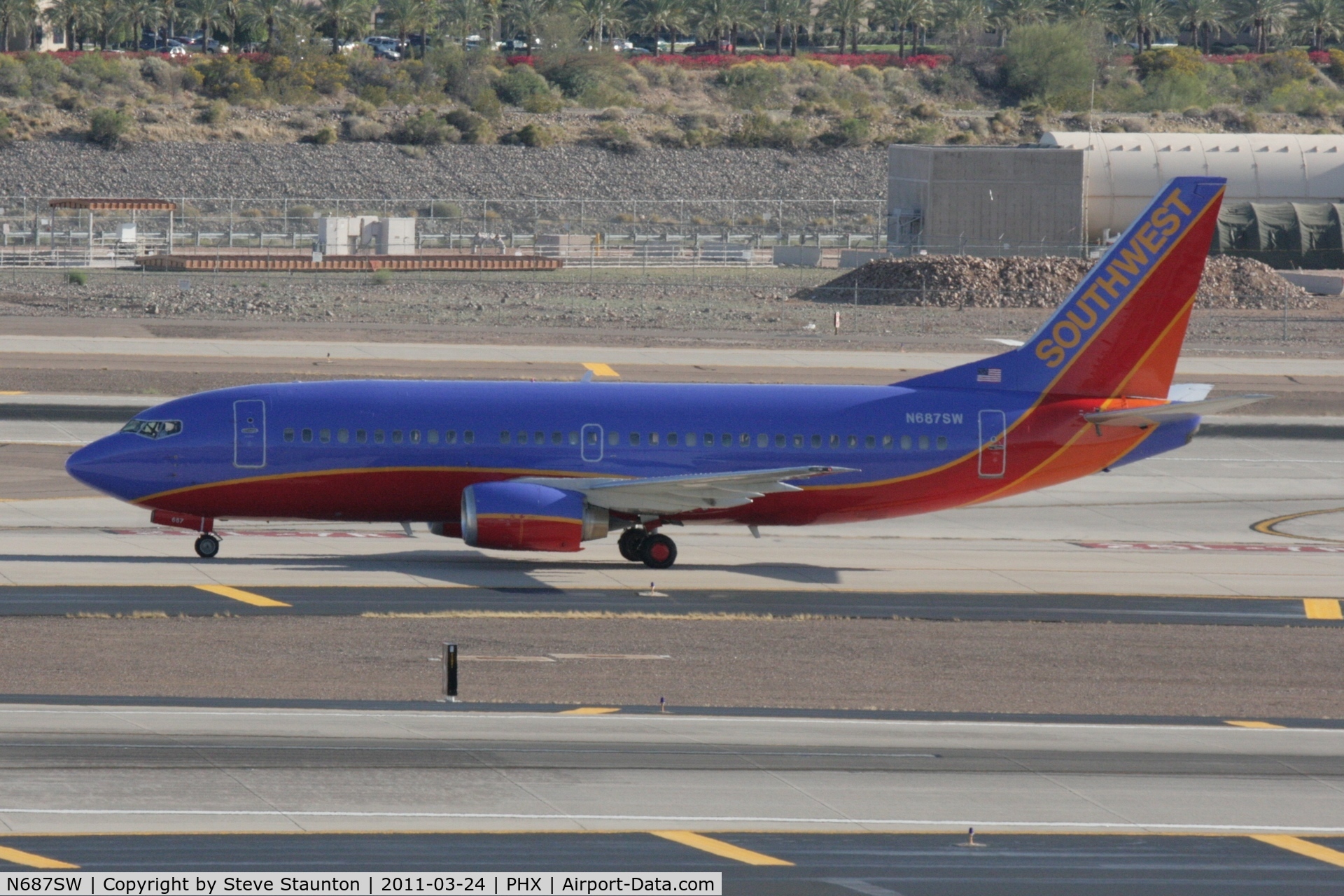 N687SW, 1986 Boeing 737-3Q8 C/N 23388, Taken at Phoenix Sky Harbor Airport, in March 2011 whilst on an Aeroprint Aviation tour
