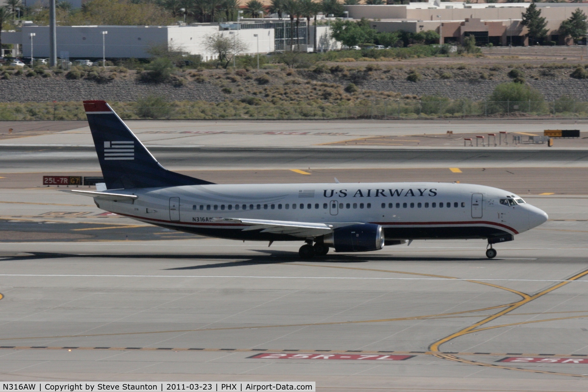 N316AW, 1987 Boeing 737-3S3 C/N 23713, Taken at Phoenix Sky Harbor Airport, in March 2011 whilst on an Aeroprint Aviation tour